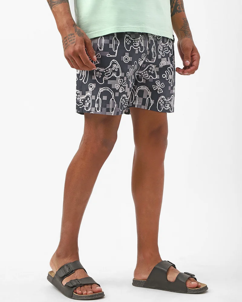 Bewakoof  Men's Grey Gamer All Over Printed Boxers for Men | Best Price UAE